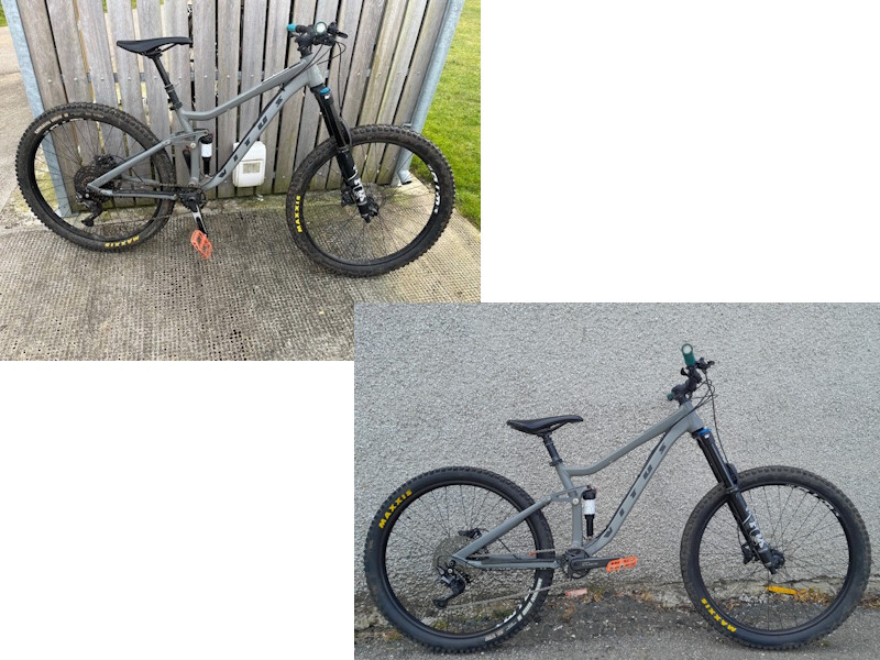 A before and after image of a repaired bike
