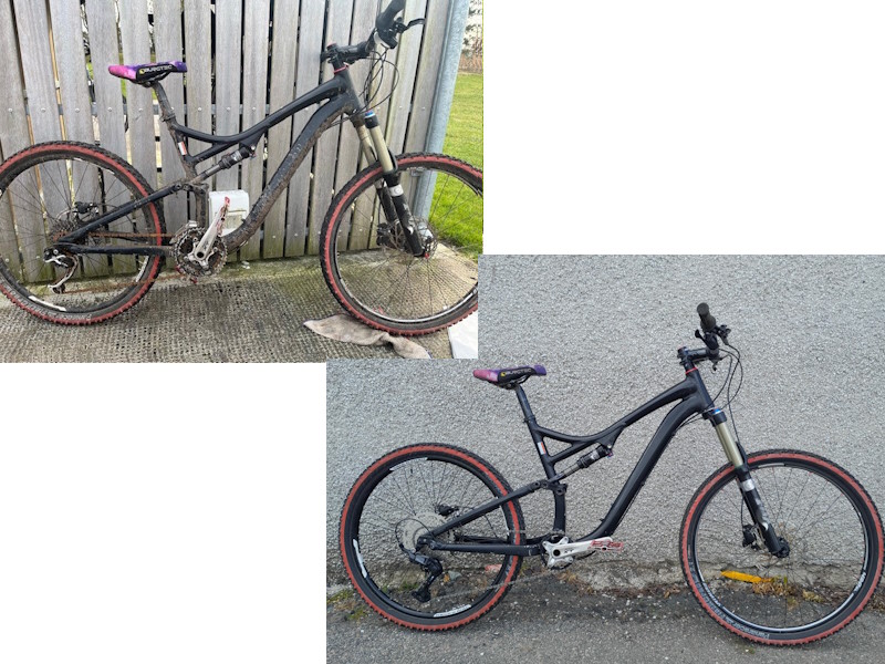 A before and after image of a repaired bike